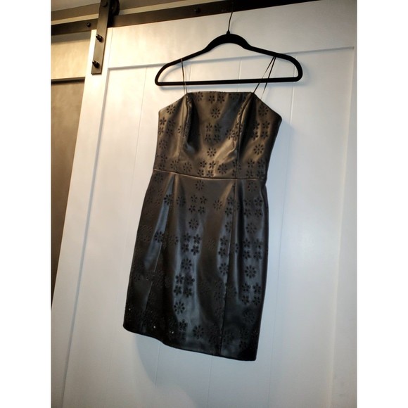 Amanda Uprichard Dresses & Skirts - Amanda Uprichard Black Eyelet Strapless Faux Leather Short Dress Small